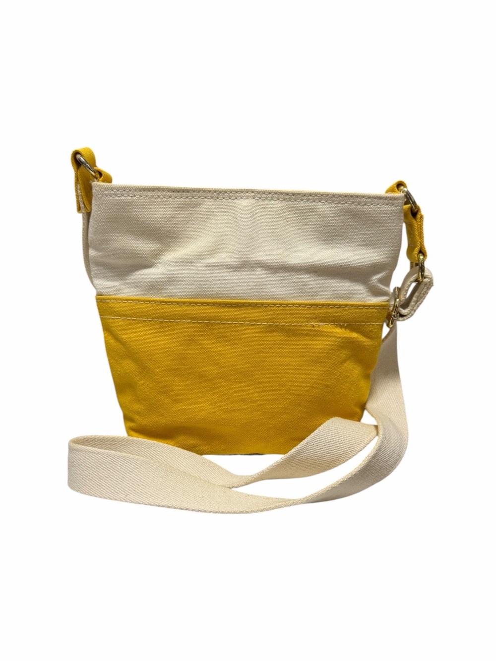 Liz Claiborne Yellow/Beige Two Tone Canvas Crossbody Handbag